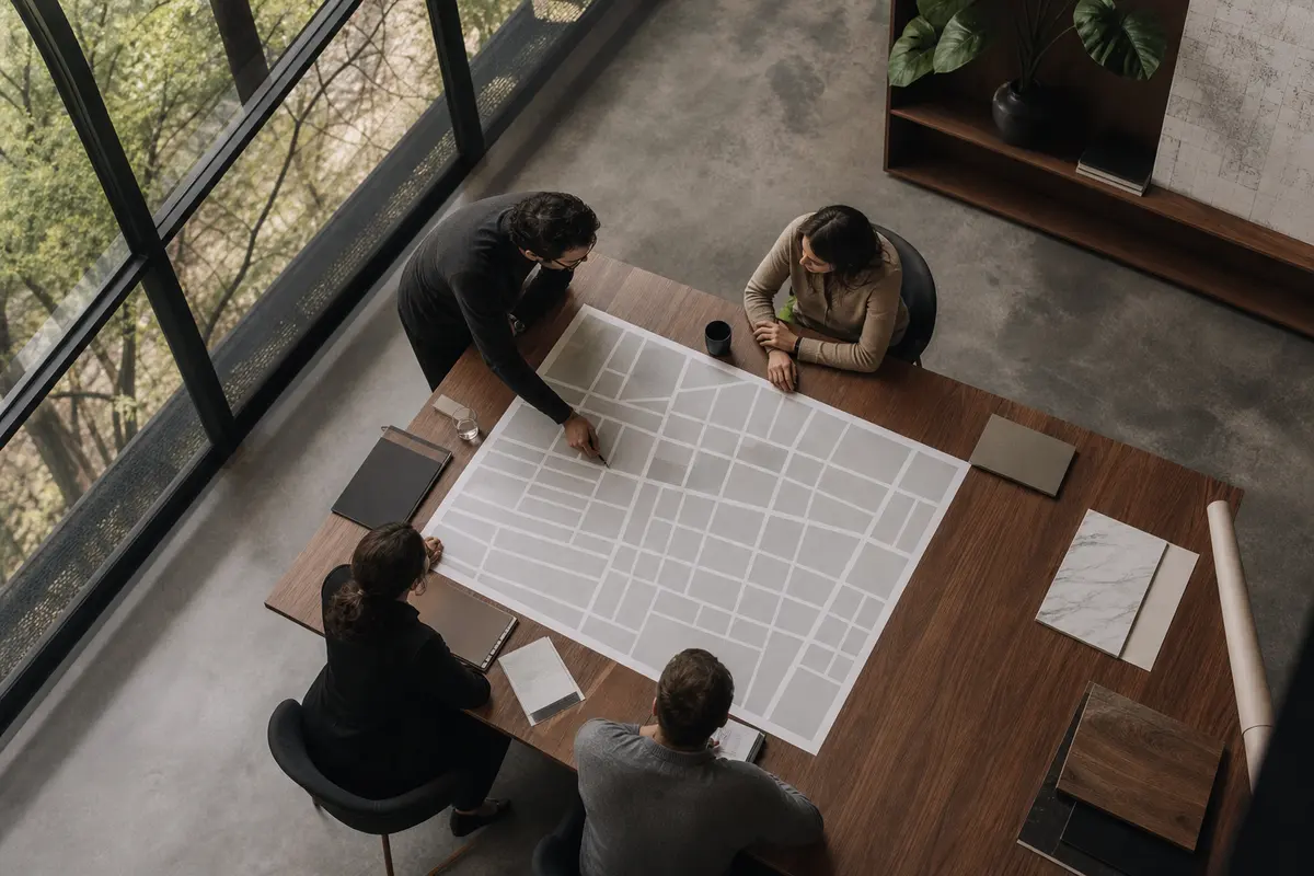 Editorial marketing planning scene for AI SEO in Chillicothe, Illinois
