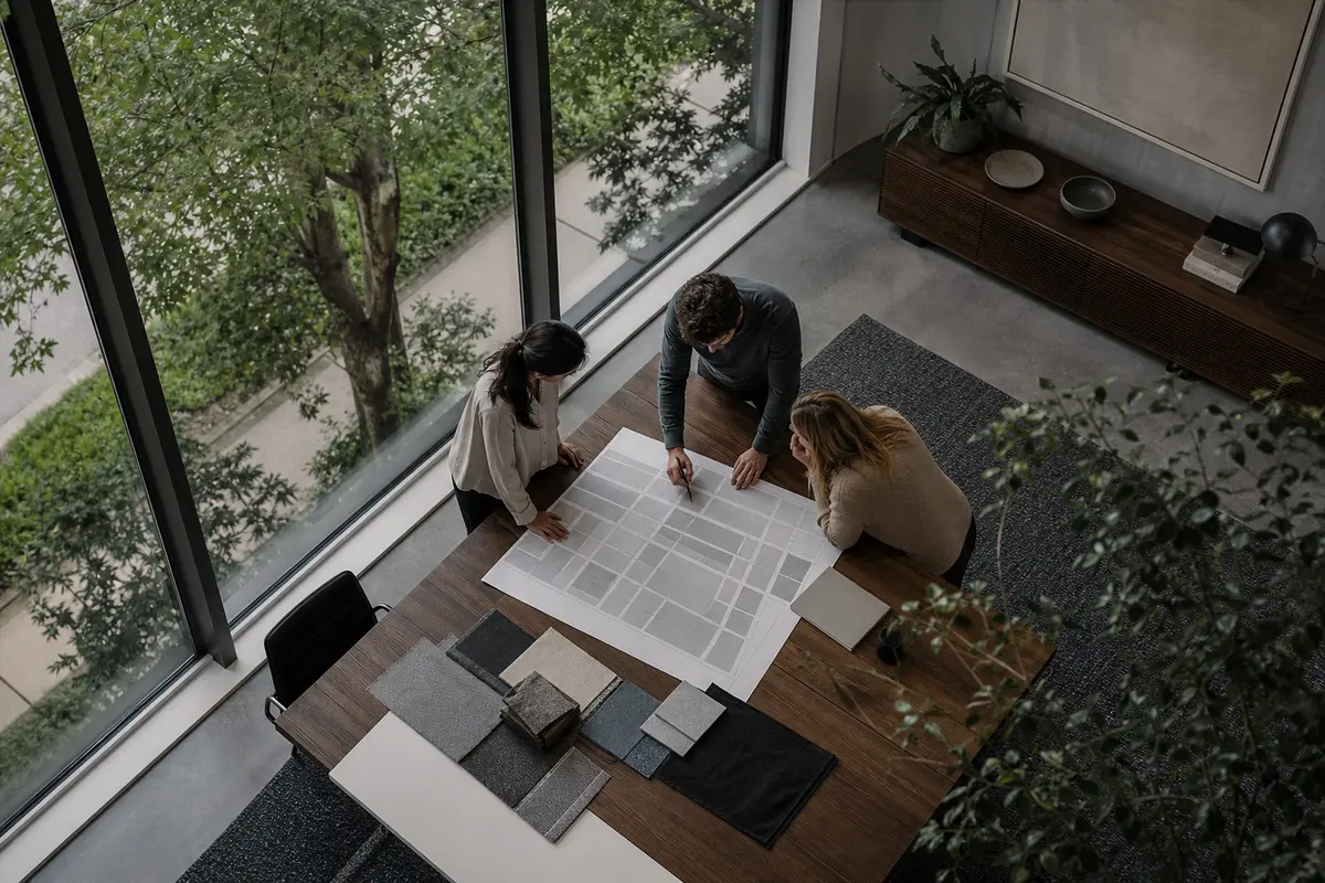 Editorial marketing planning scene for AI SEO in Collinsville, Illinois
