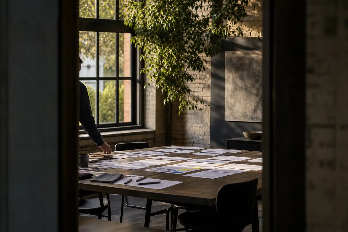 Editorial marketing planning scene for AI SEO in Du Quoin, Illinois