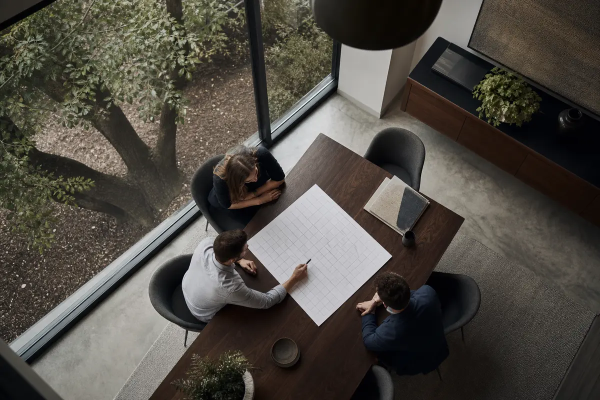 Editorial marketing planning scene for AI SEO in Elburn, Illinois