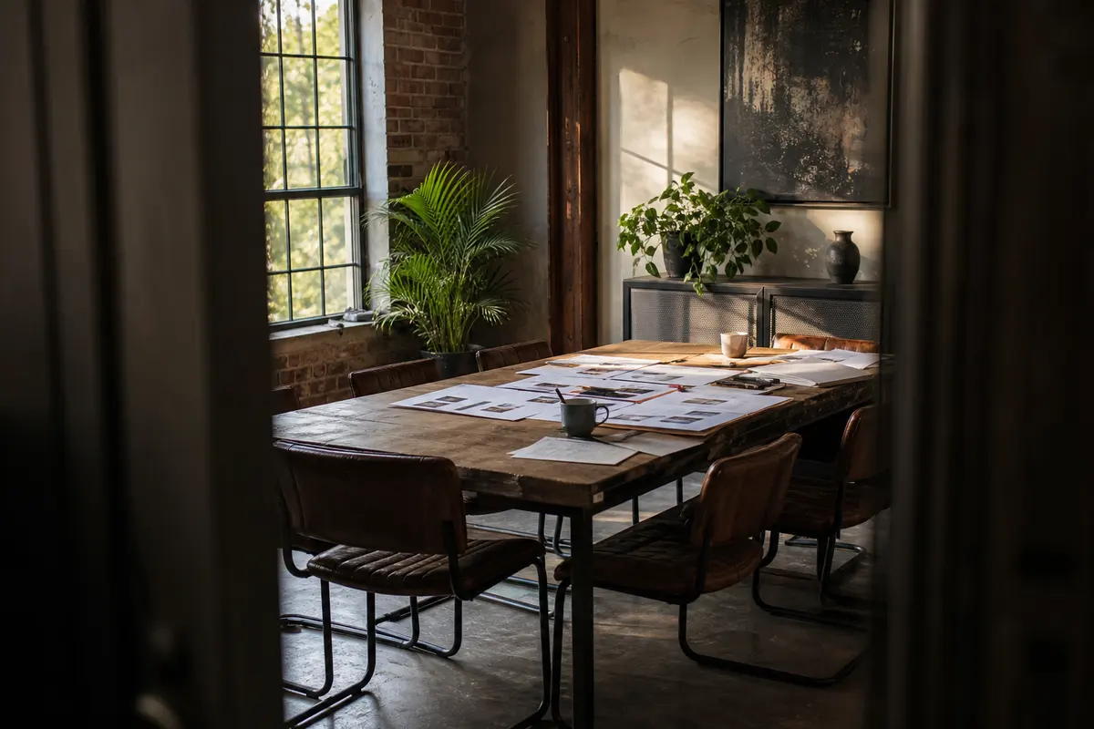 Editorial marketing planning scene for AI SEO in Lake Zurich, Illinois