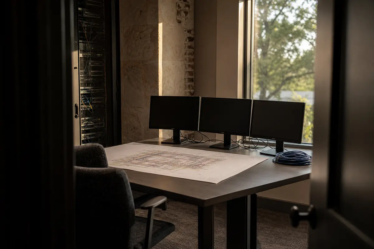 Editorial platform planning scene for Custom Software in Paris, Illinois