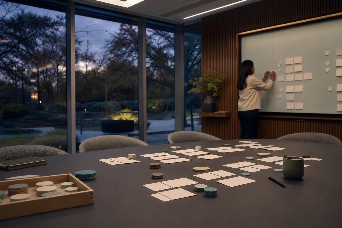 Editorial platform planning scene for ROI Dashboard in Plano, Illinois