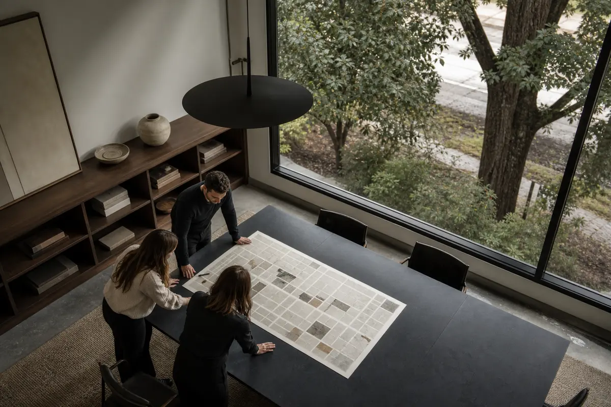 Editorial marketing planning scene for AI SEO in Posen, Illinois