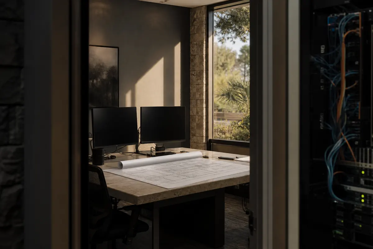 Editorial platform planning scene for Dedicated Hosting in River Forest, Illinois