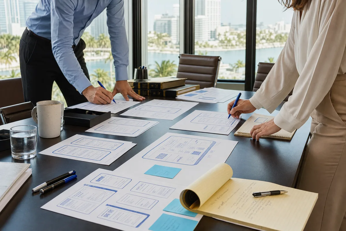 Editorial illustration for Custom Software planning in Miami