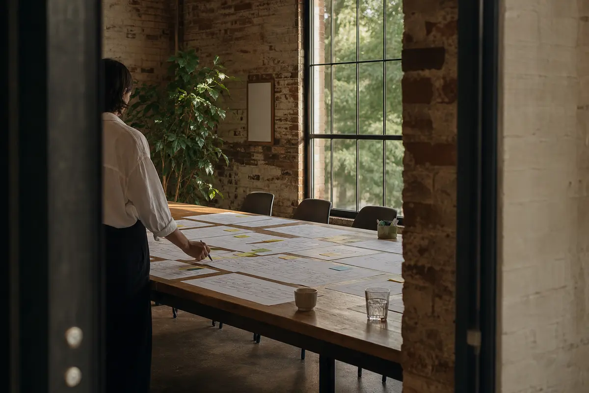 Editorial marketing planning scene for Bloomington, Indiana