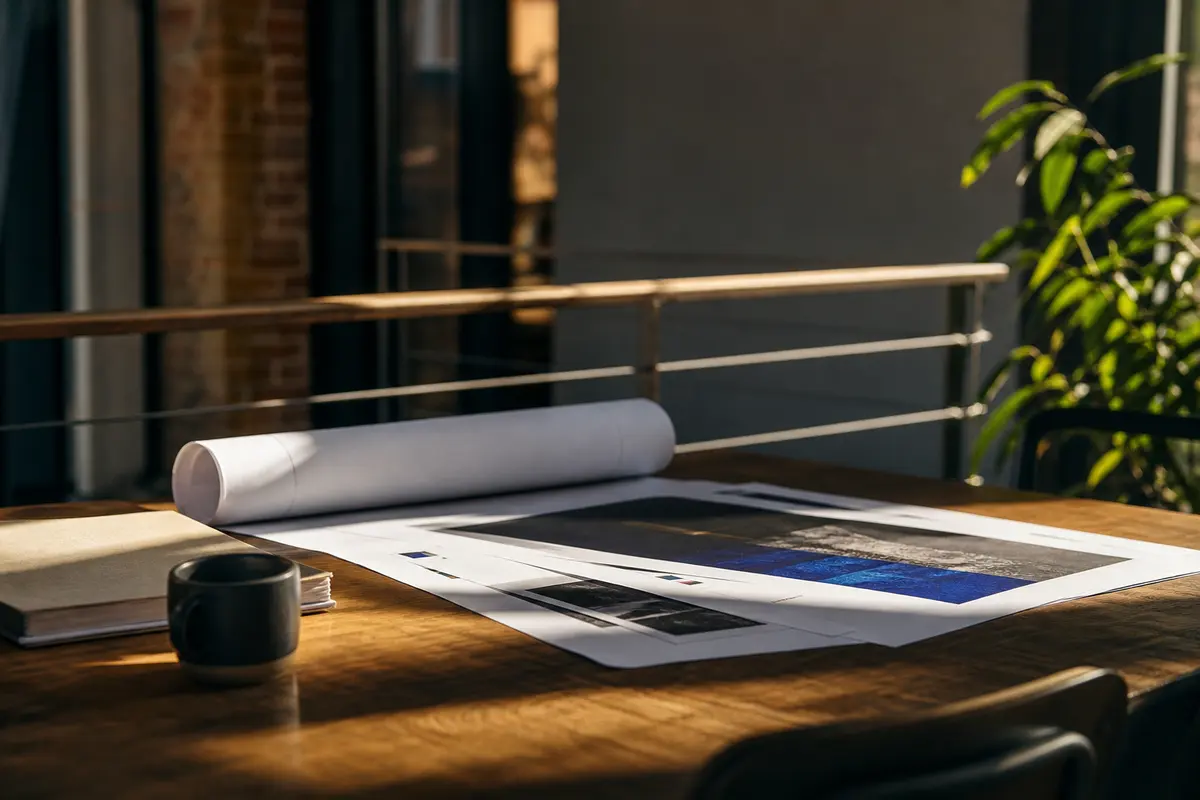 Editorial marketing planning scene for AI SEO in Ellettsville, Indiana