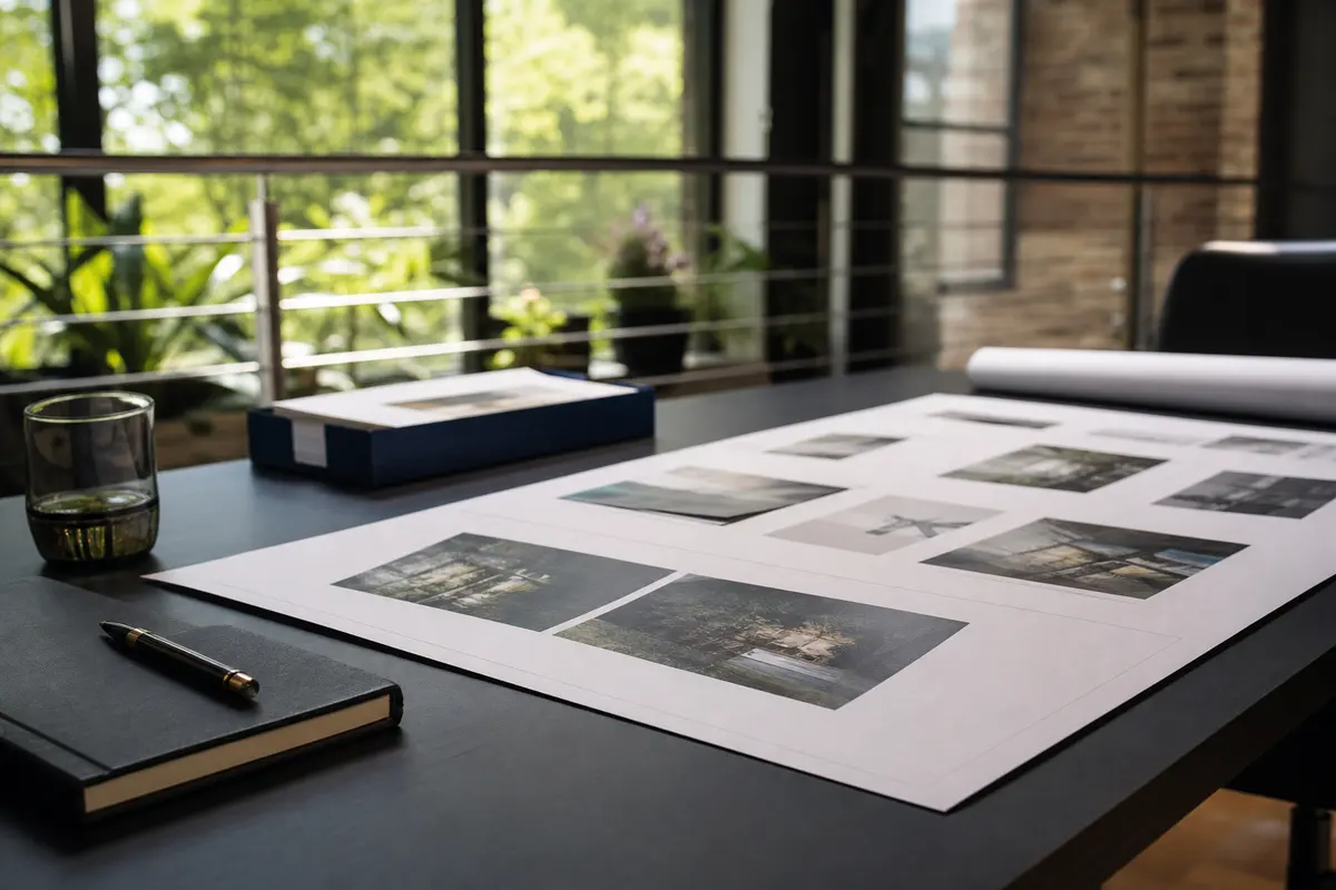 Editorial marketing planning scene for AI SEO in Goshen, Indiana