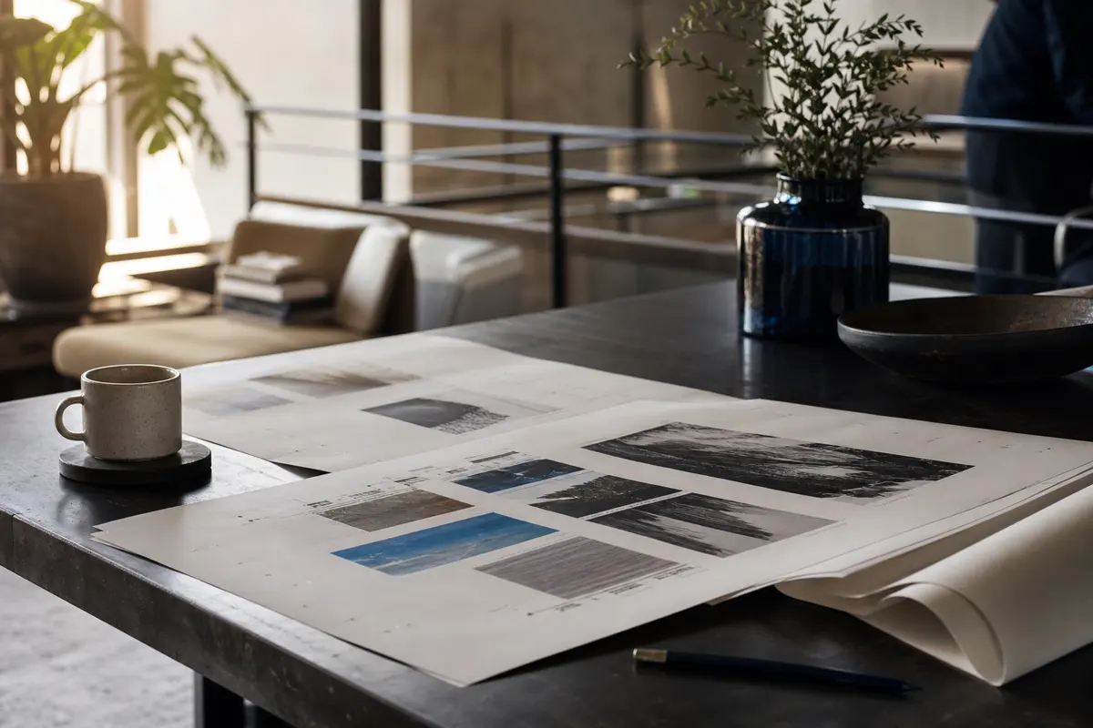 Editorial marketing planning scene for AI SEO in Schererville, Indiana