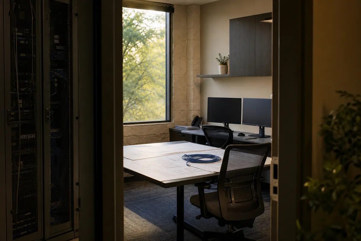 Editorial platform planning scene for Dedicated Hosting in Carroll, Iowa