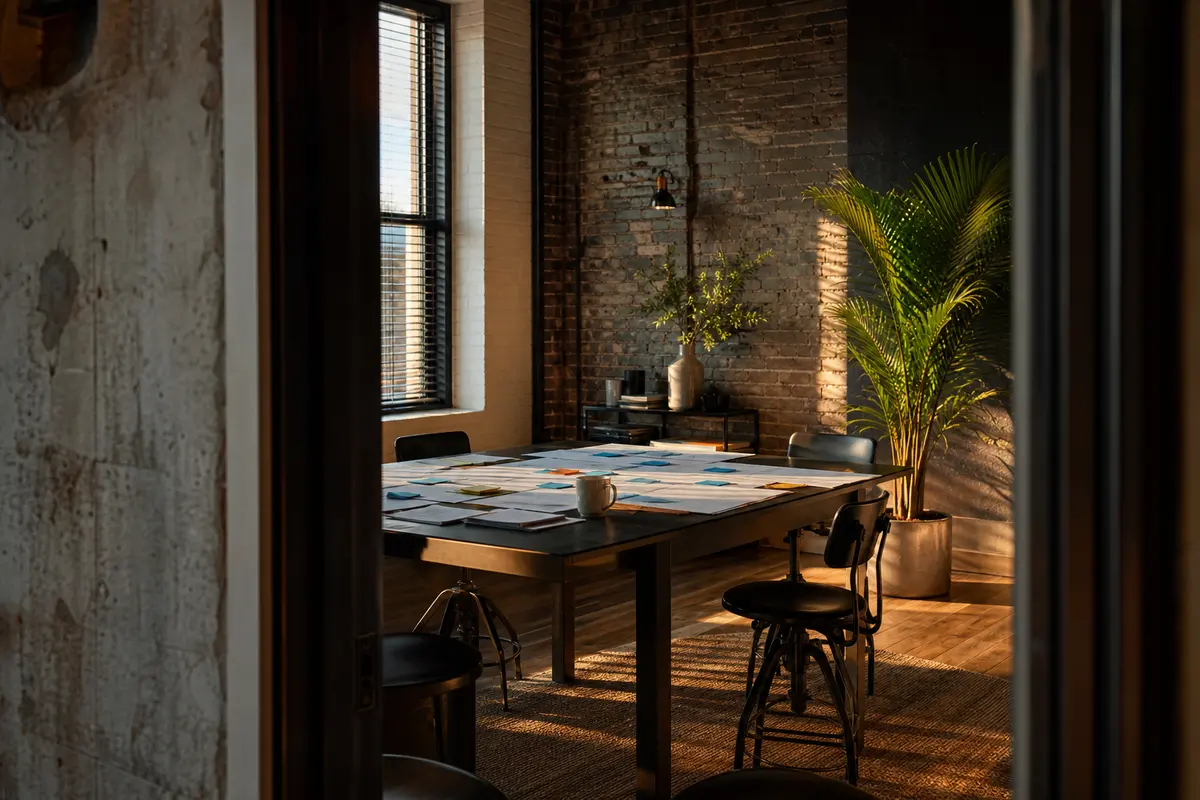 Editorial marketing planning scene for Cedar Rapids, Iowa