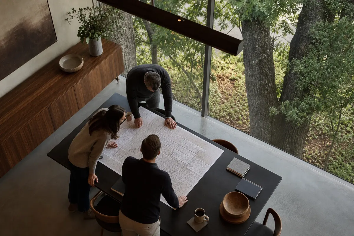 Editorial marketing planning scene for AI SEO in Indianola, Iowa