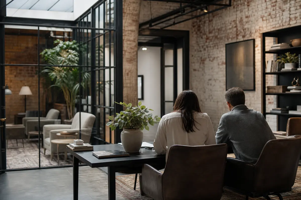 Editorial marketing planning scene for AI SEO in Winterset, Iowa