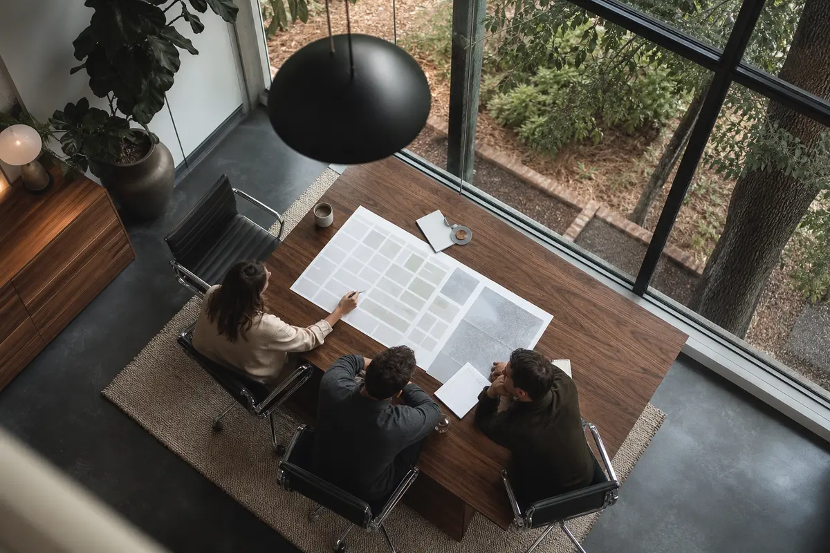 Editorial marketing planning scene for AI SEO in Ottawa, Kansas