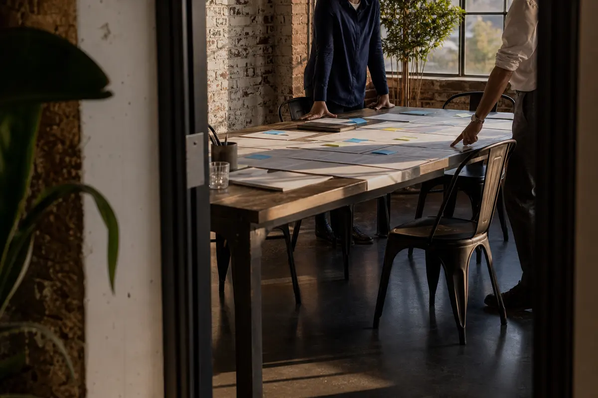 Editorial marketing planning scene for AI SEO in Owensboro, Kentucky