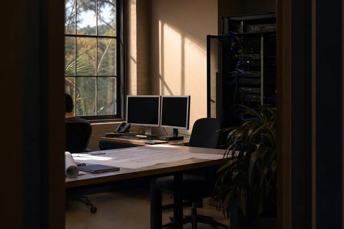 Editorial platform planning scene for Dedicated Hosting in Bayou Cane, Louisiana