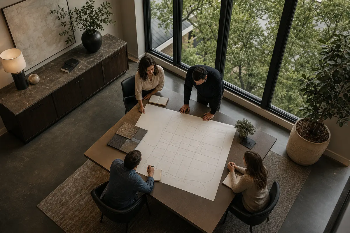 Editorial marketing planning scene for AI SEO in Rayne, Louisiana