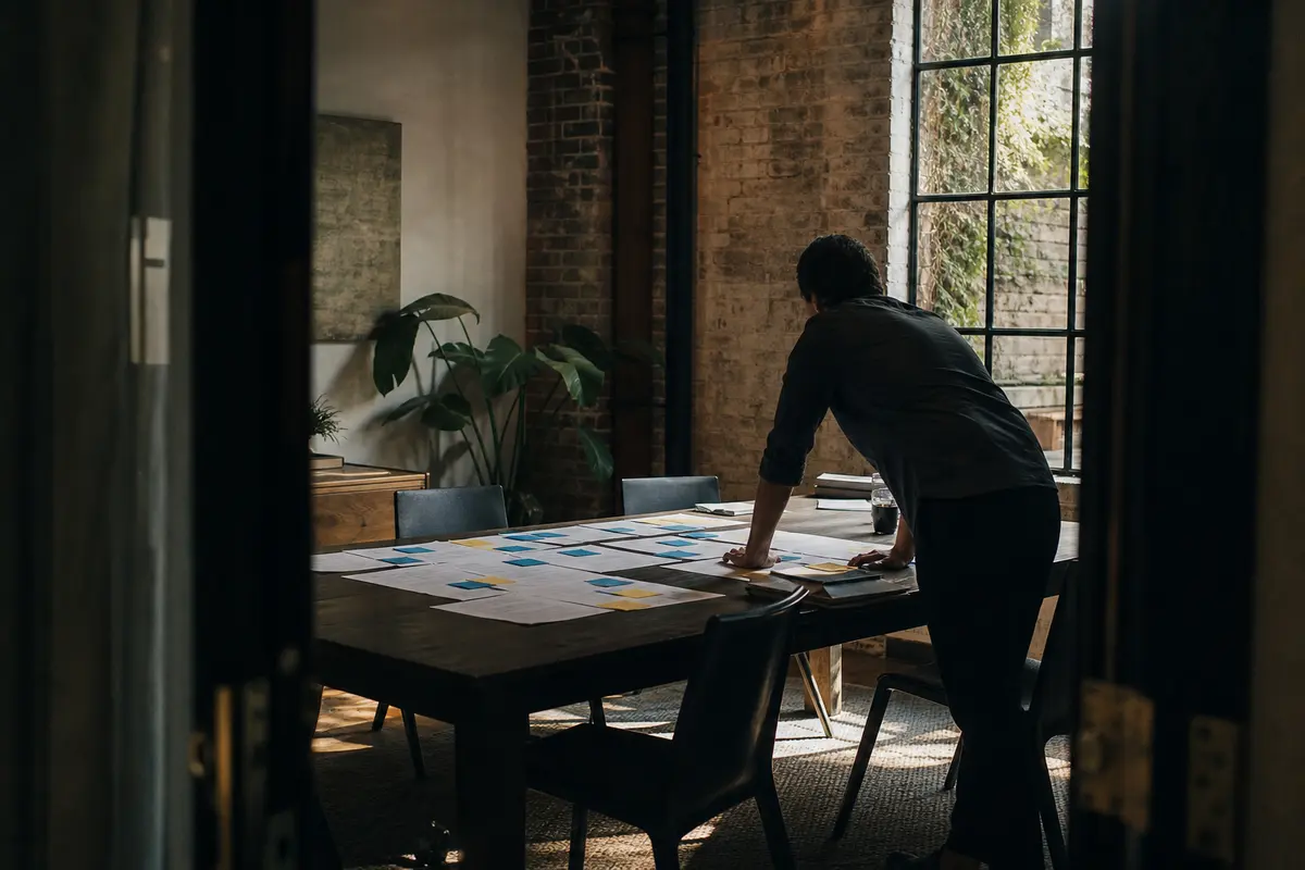 Editorial marketing planning scene for AI SEO in River Ridge, Louisiana