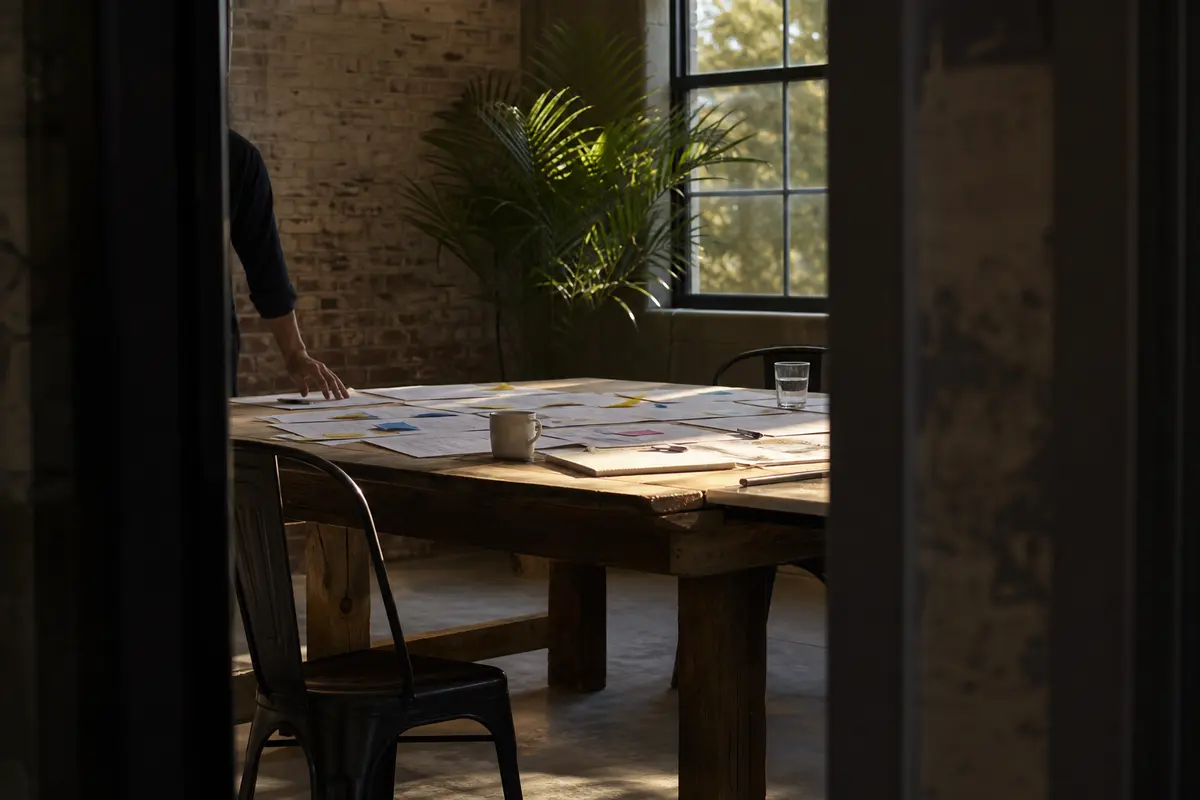 Editorial marketing planning scene for Local Service Ads in Waldoboro, Maine