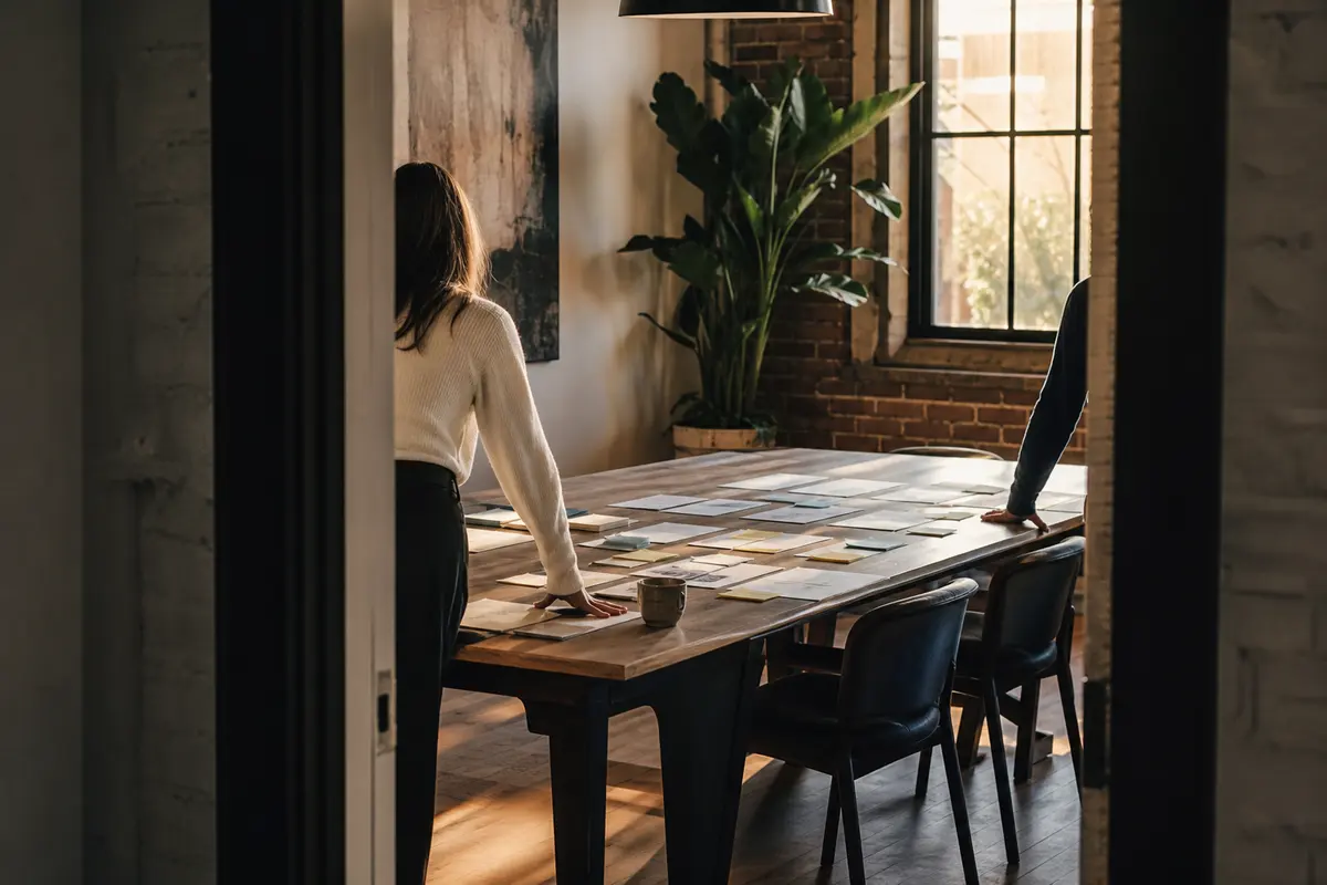 Editorial marketing planning scene for Norway, Maine