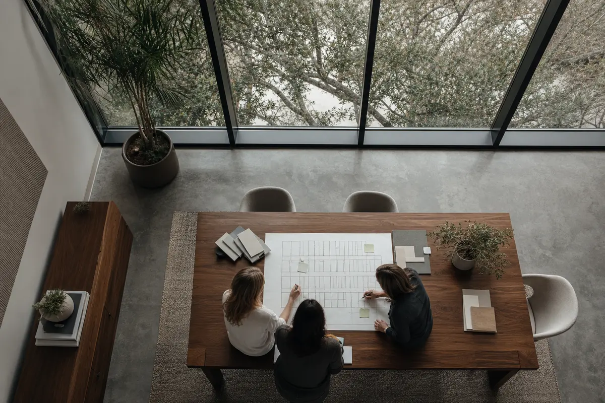 Editorial marketing planning scene for AI SEO in Rumford, Maine
