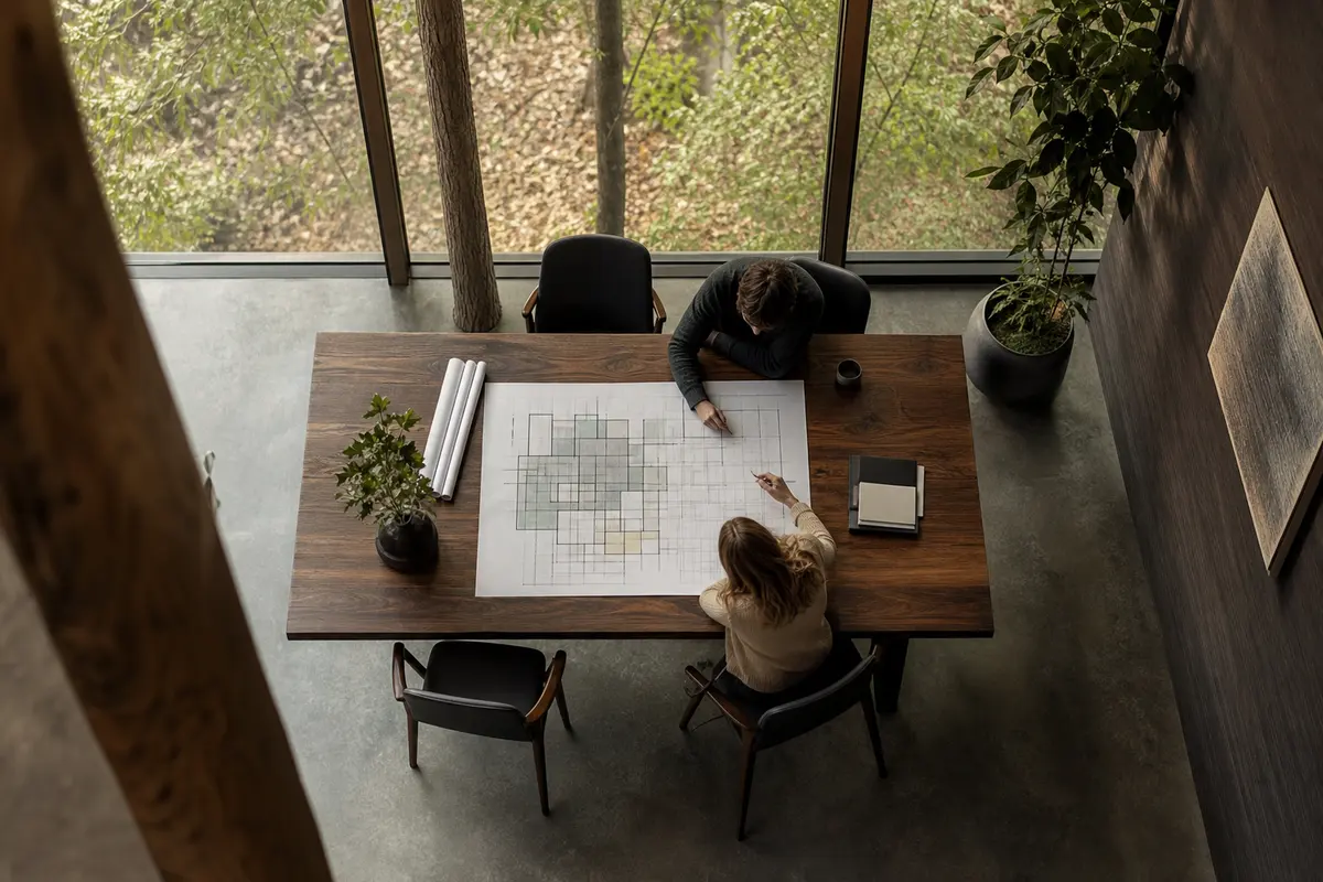 Editorial marketing planning scene for AI SEO in Augusta, Maine