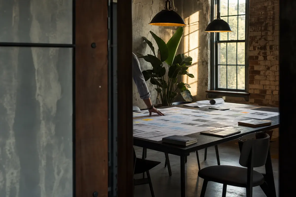 Editorial marketing planning scene for AI SEO in Brock Hall, Maryland
