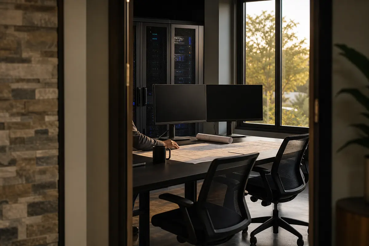 Editorial platform planning scene for Dedicated Hosting in Camp Springs, Maryland