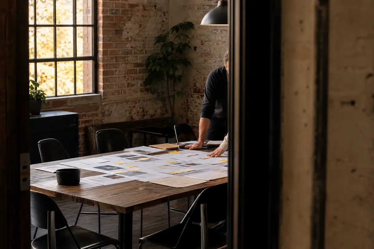 Editorial marketing planning scene for AI SEO in Forestville, Maryland
