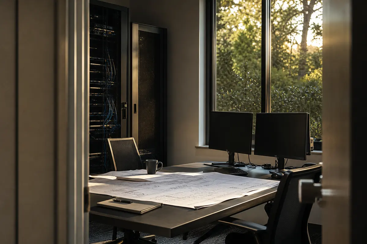 Editorial platform planning scene for Dedicated Hosting in Fruitland, Maryland