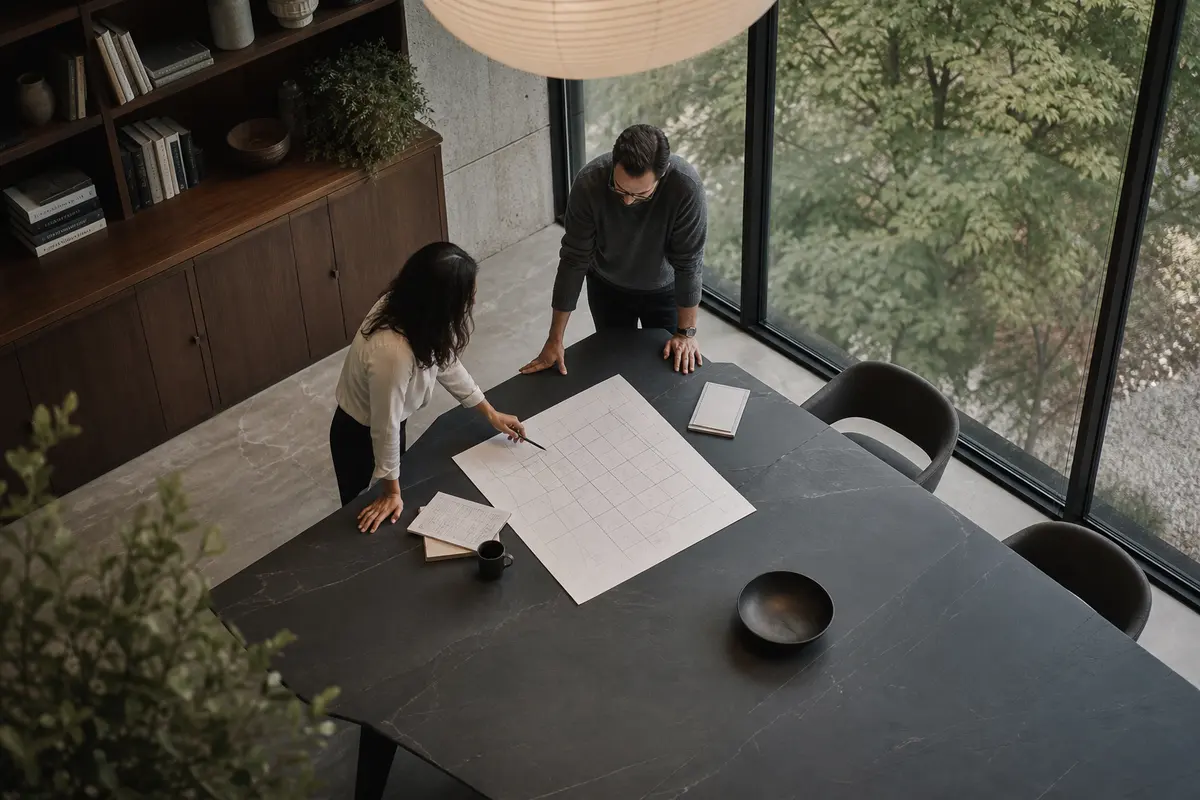 Editorial marketing planning scene for AI SEO in Laurel, Maryland