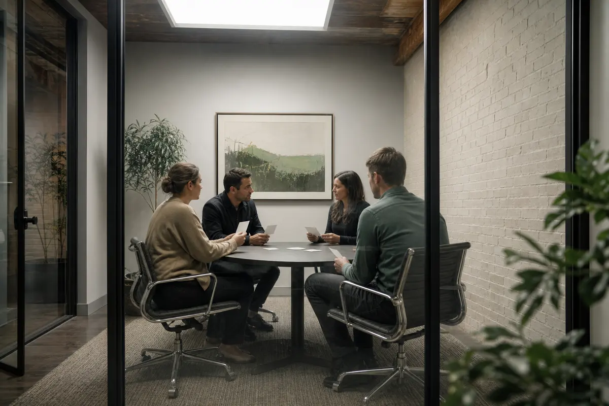 Editorial intake planning scene for AI Answering in Redland, Maryland