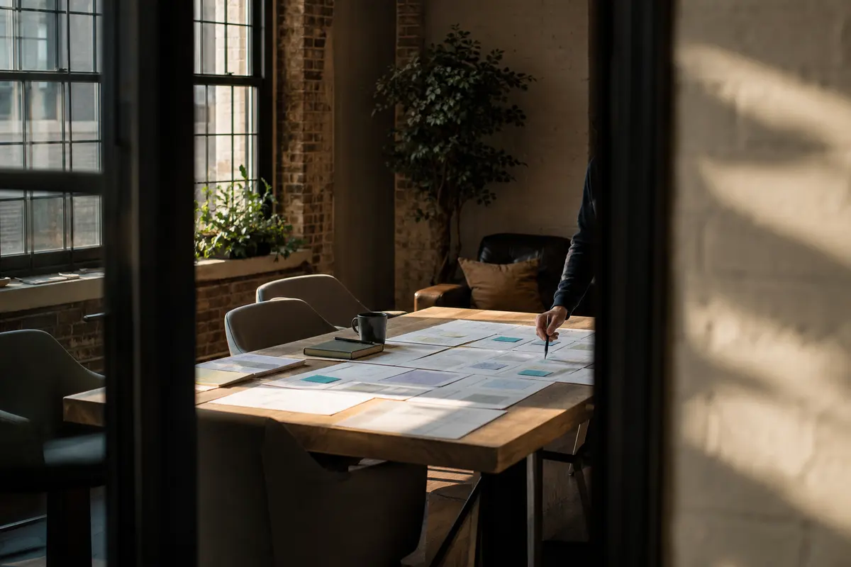 Editorial marketing planning scene for Programmatic SEO in Adams, Massachusetts