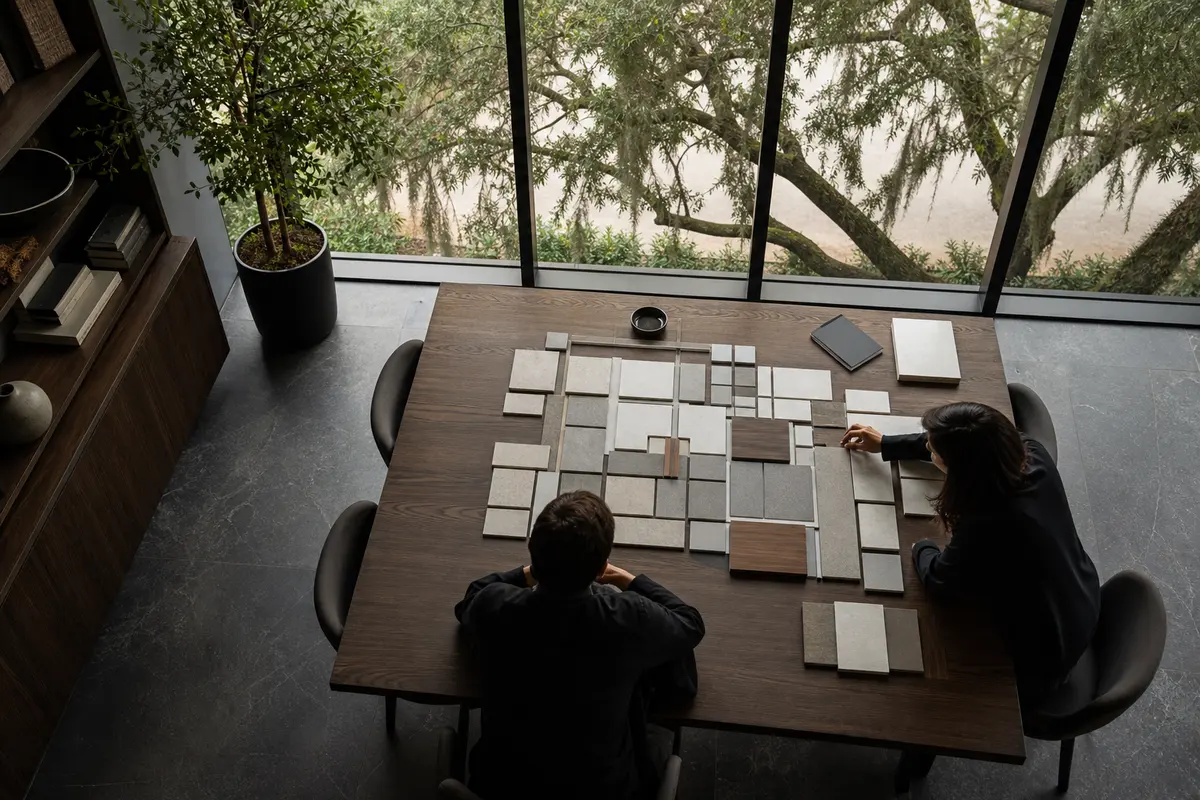 Editorial marketing planning scene for AI SEO in Amesbury, Massachusetts