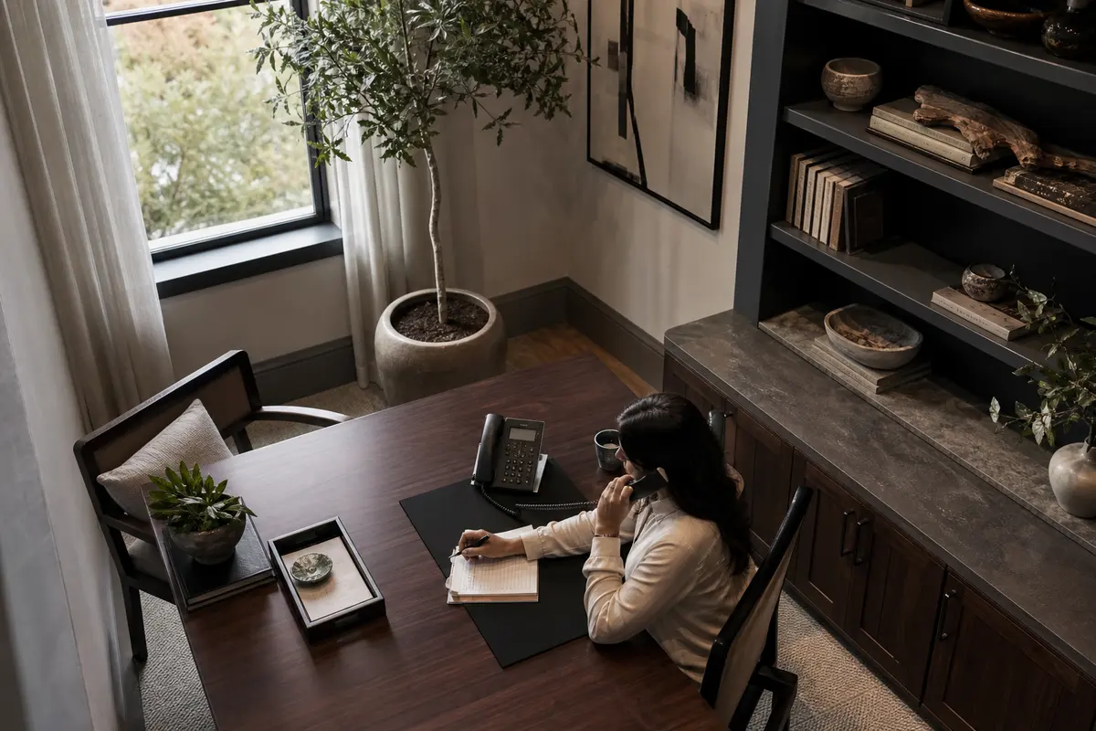 Editorial intake planning scene for AI Answering in Needham, Massachusetts
