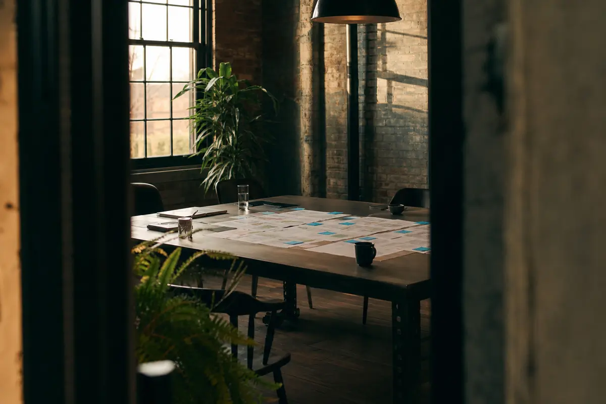 Editorial marketing planning scene for AI SEO in Watertown, Massachusetts