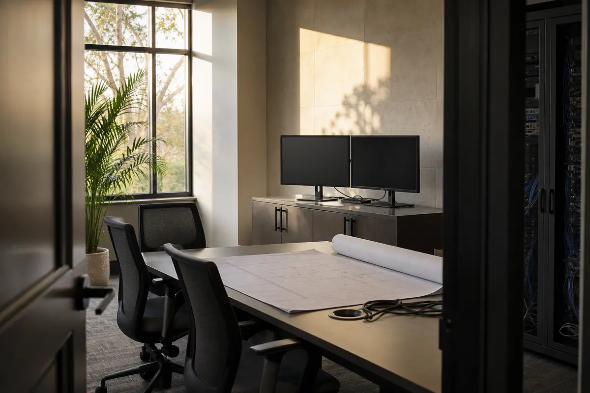 Editorial platform planning scene for Dedicated Hosting in West Springfield Town, Massachusetts