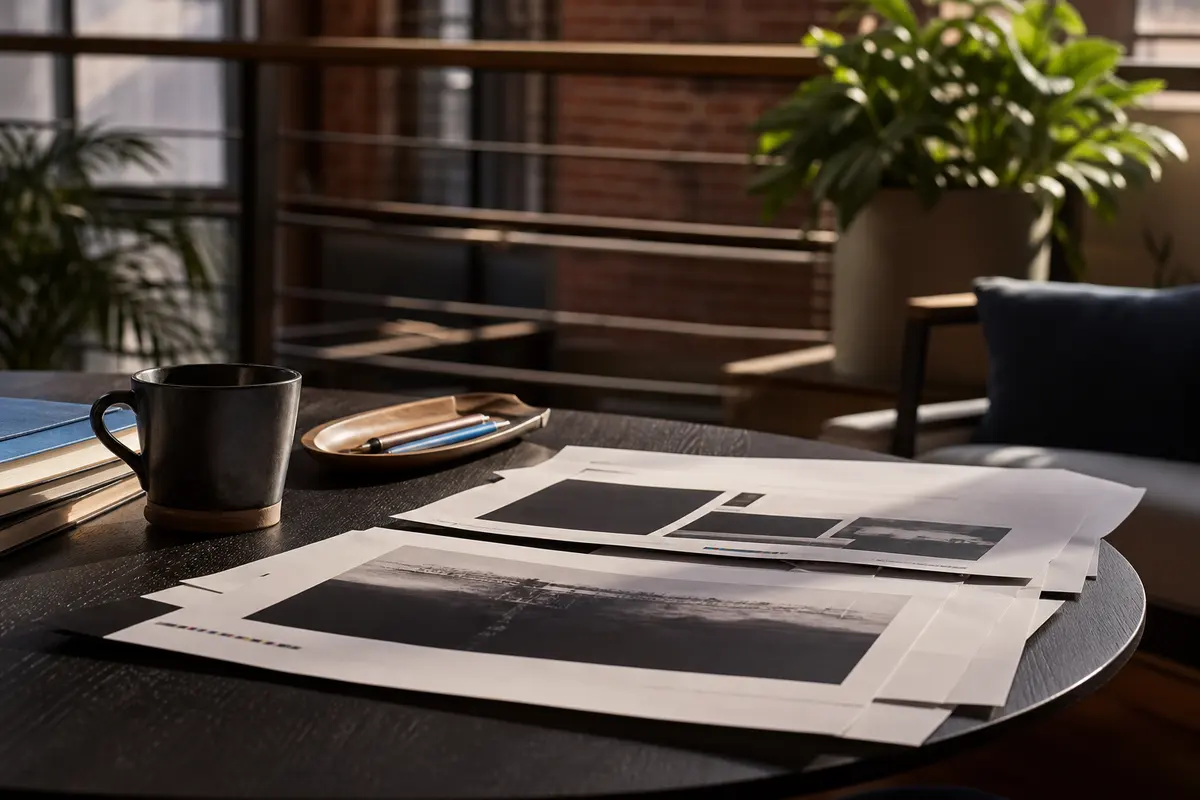 Editorial marketing planning scene for AI SEO in Yankee Springs, Michigan