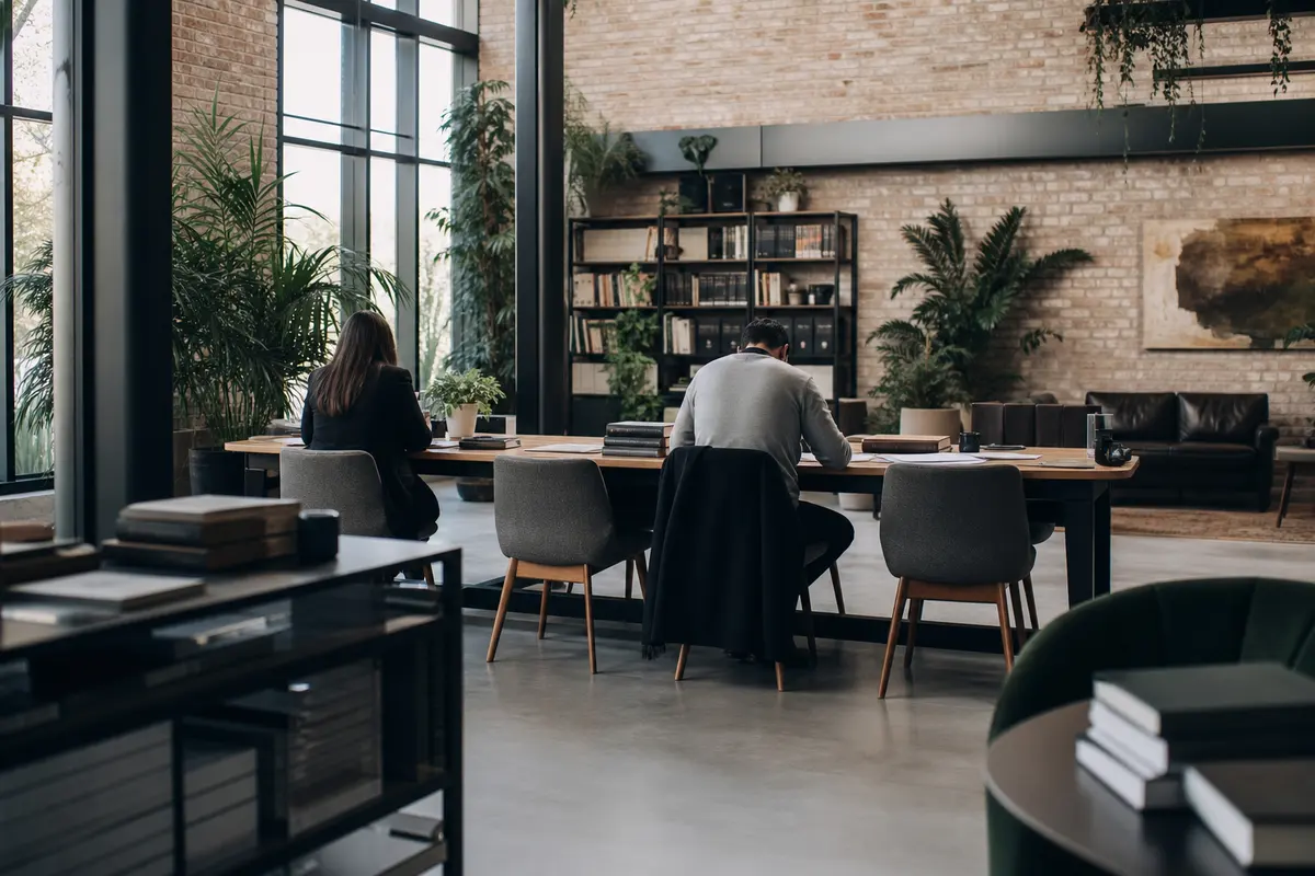 Editorial marketing planning scene for AI SEO in Bedford, Michigan