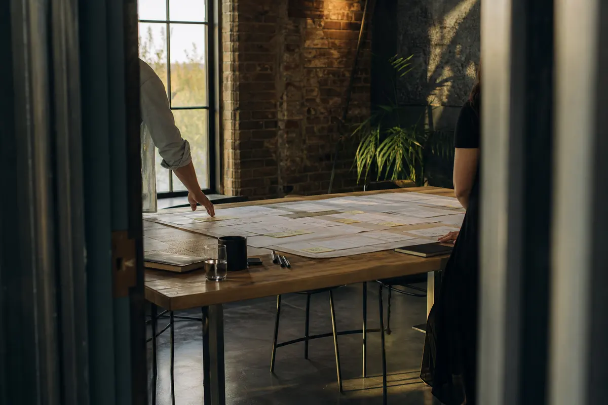 Editorial marketing planning scene for AI SEO in Kalamazoo, Michigan