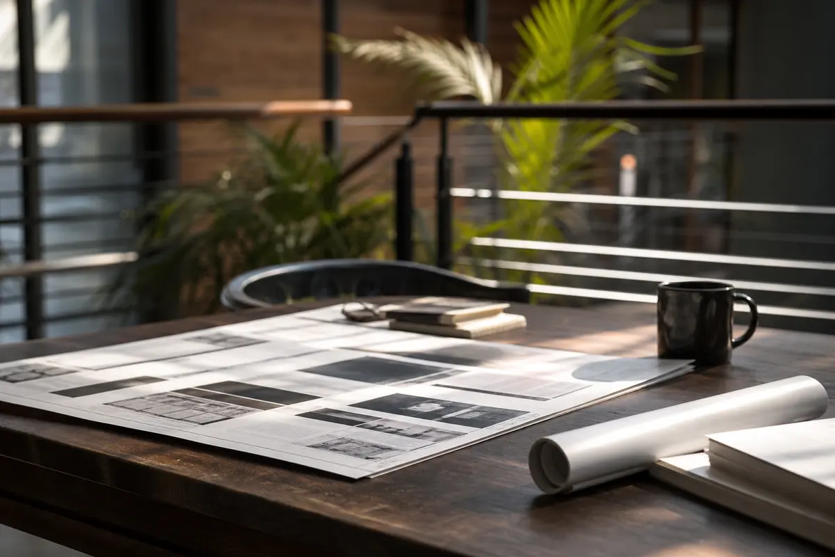 Editorial marketing planning scene for AI SEO in Denton, Michigan