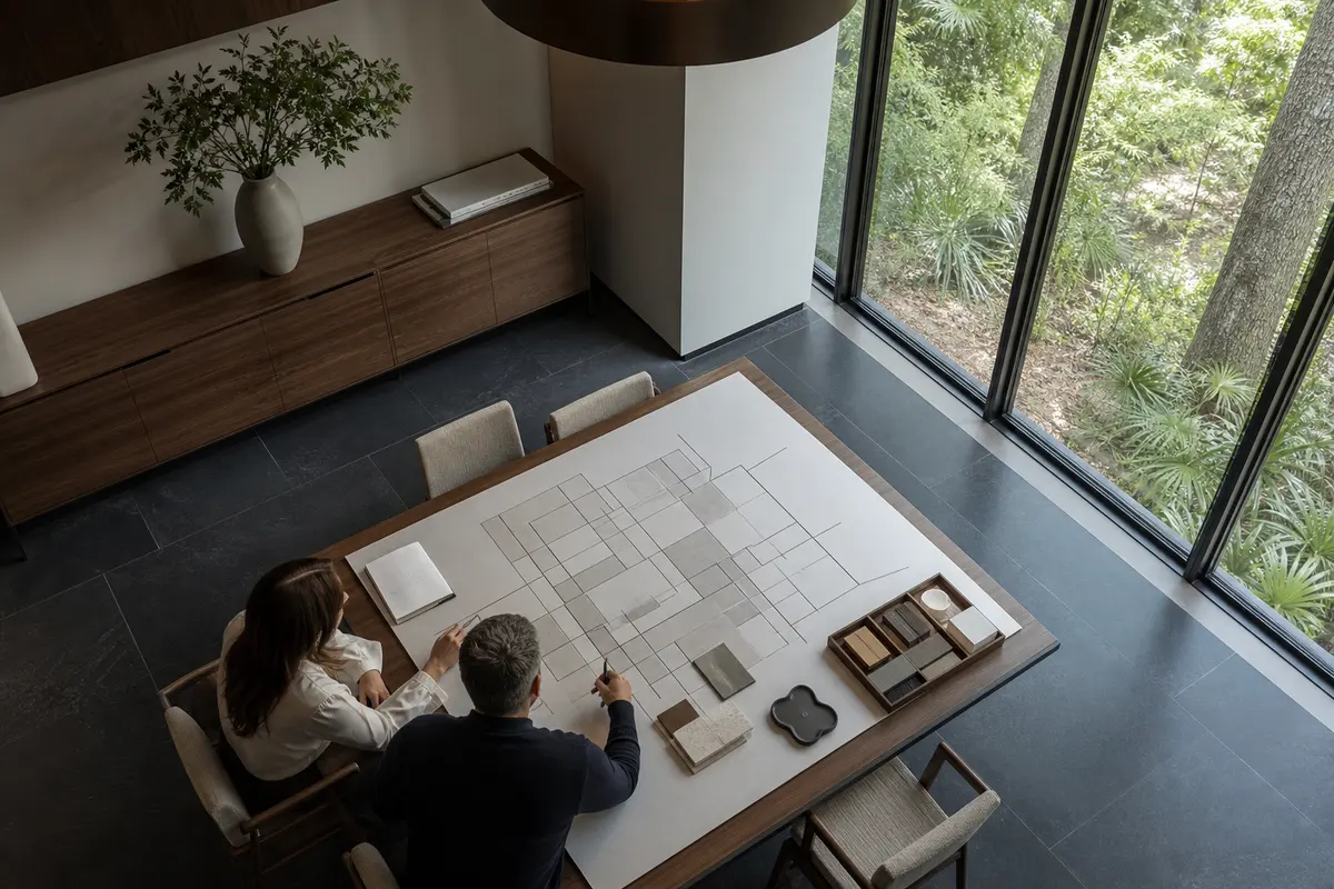 Editorial marketing planning scene for AI SEO in Buena Vista, Michigan