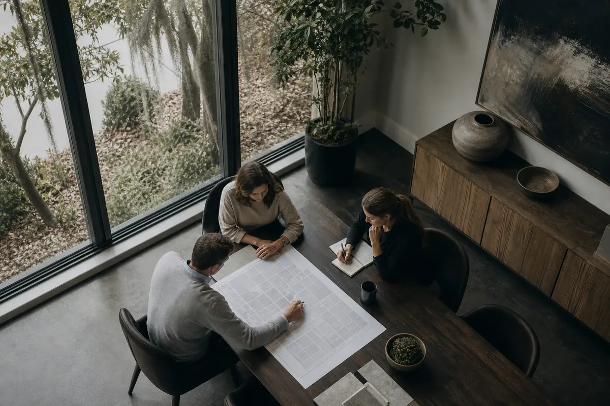 Editorial marketing planning scene for AI SEO in Port Huron, Michigan