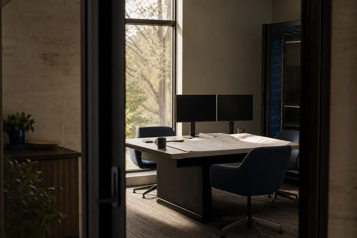 Editorial platform planning scene for Custom Software in Grosse Ile, Michigan