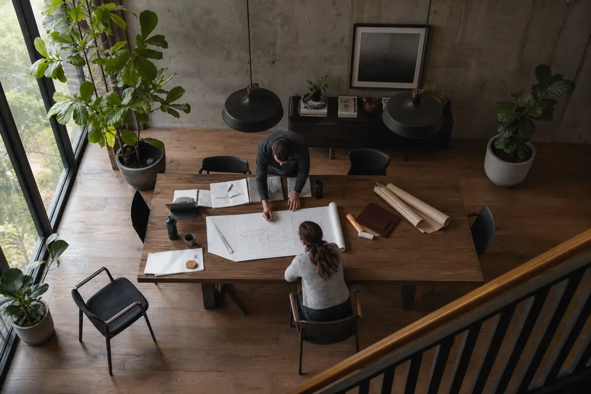 Editorial platform planning scene for Custom Software in Comstock Northwest, Michigan