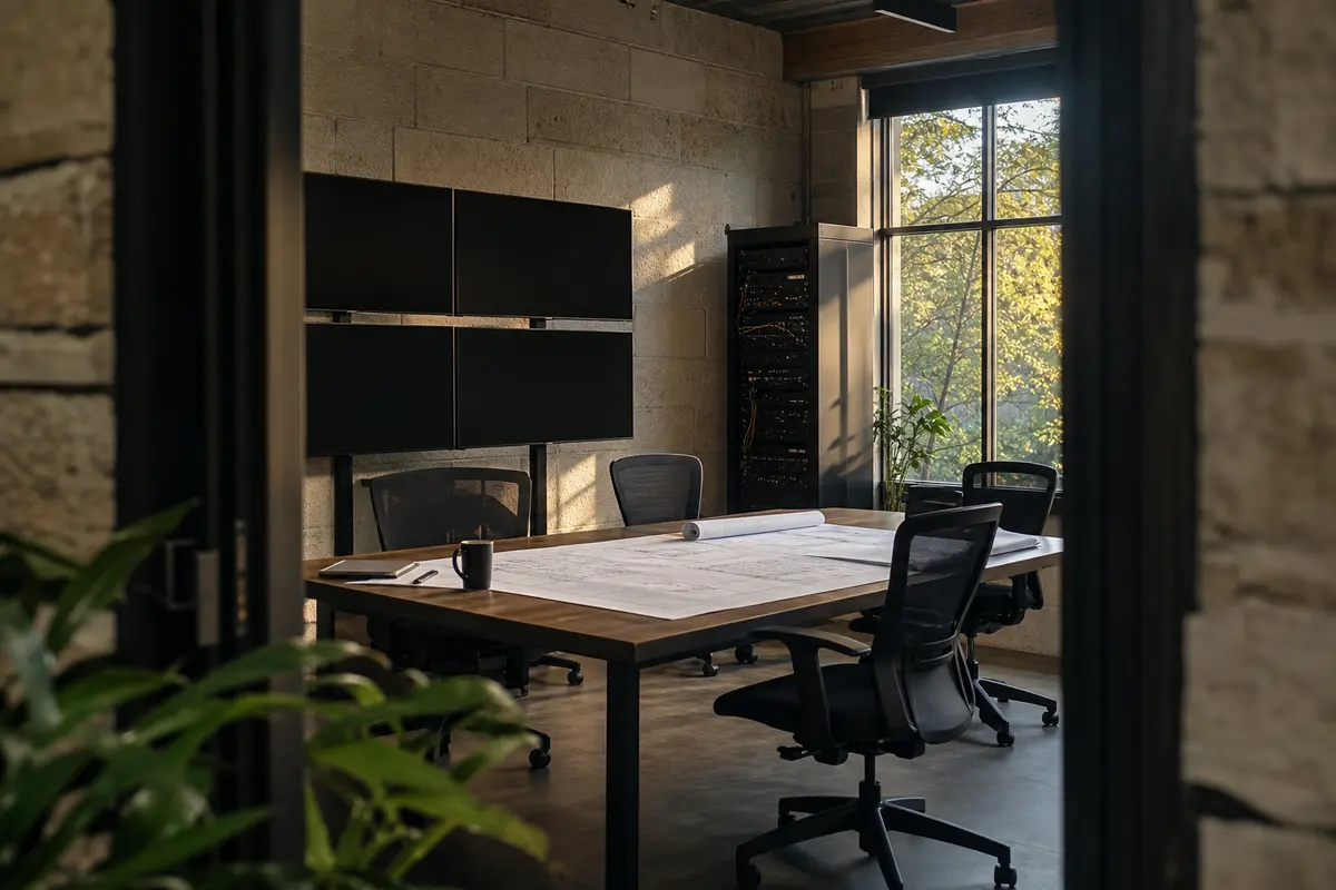 Editorial platform planning scene for Dedicated Hosting in Farmington, Michigan