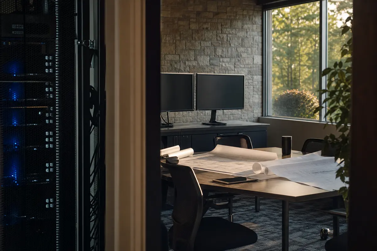 Editorial platform planning scene for Dedicated Hosting in Flat Rock, Michigan