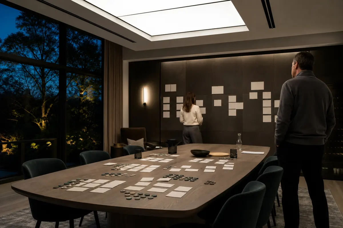 Editorial platform planning scene for ROI Dashboard in Grosse Pointe, Michigan
