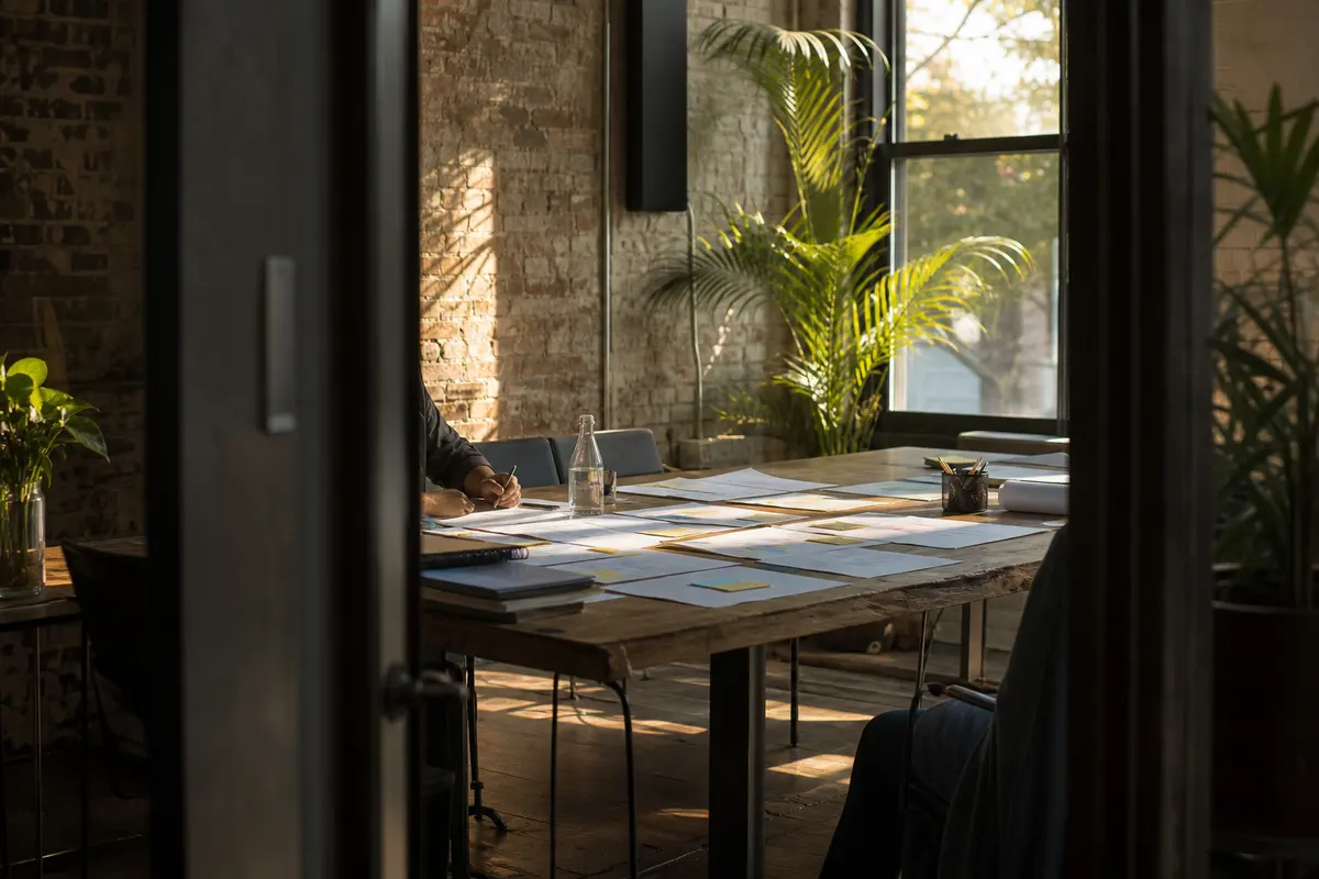 Editorial marketing planning scene for AI SEO in Taylor, Michigan